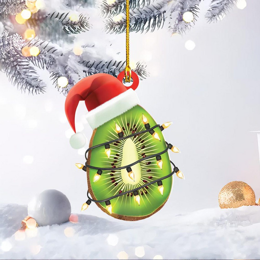 Kiwi Hanging Christmas Tree Ornament, Christmas Kiwi Flat Hanging Ornament Decor Gift