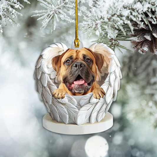 Bullmastiff Dog Angel Wings Hanging Ornament, Bullmastiff Dog Christmas Ornament Decor Gift