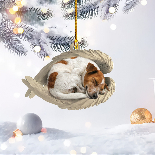 Parson Russell Dog Angel Wings Ornament Gift, Parson Russell Dog Sleeping Christmas Ornament