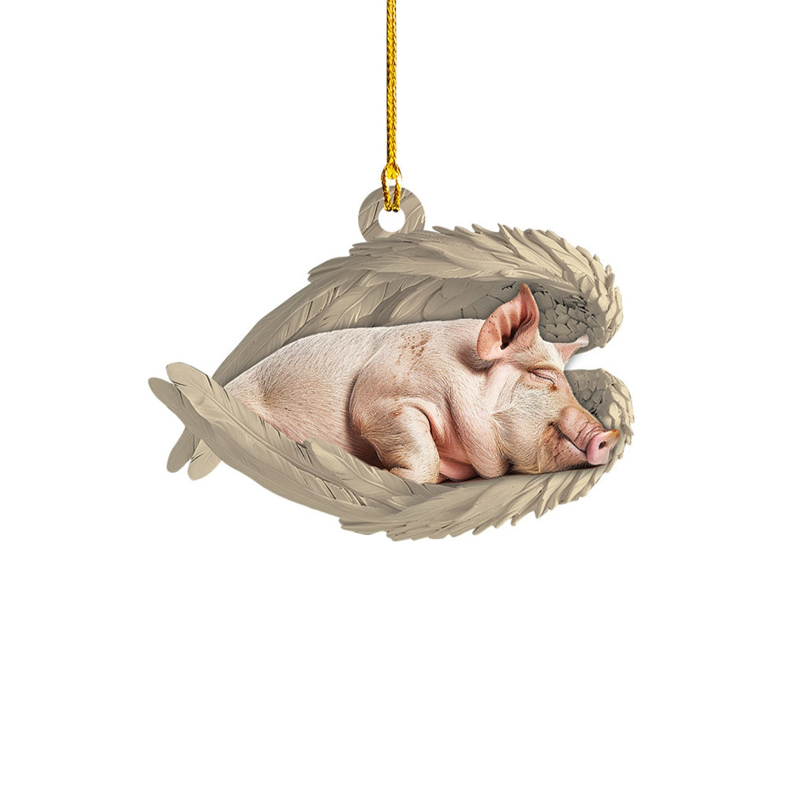 Cute Pig Sleeping Angel Hanging Christmas Ornament, Pig Angel Wings Christmas Ornament Decor