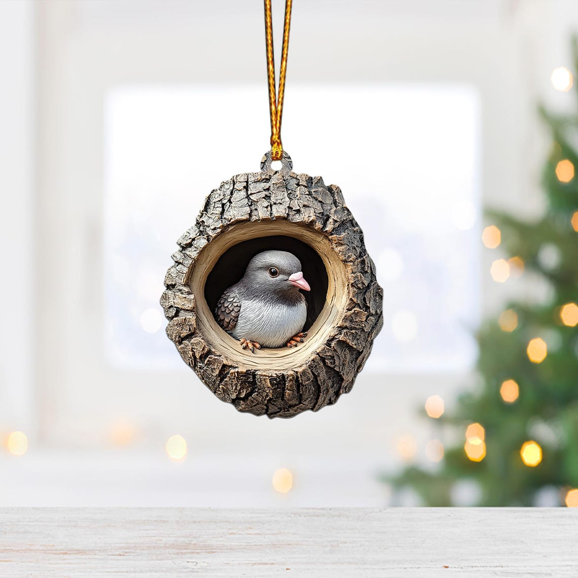 Lovely Pigeon Christmas Ornament Decor, Christmas Pigeon Rearview Mirror Car Ornament Gift