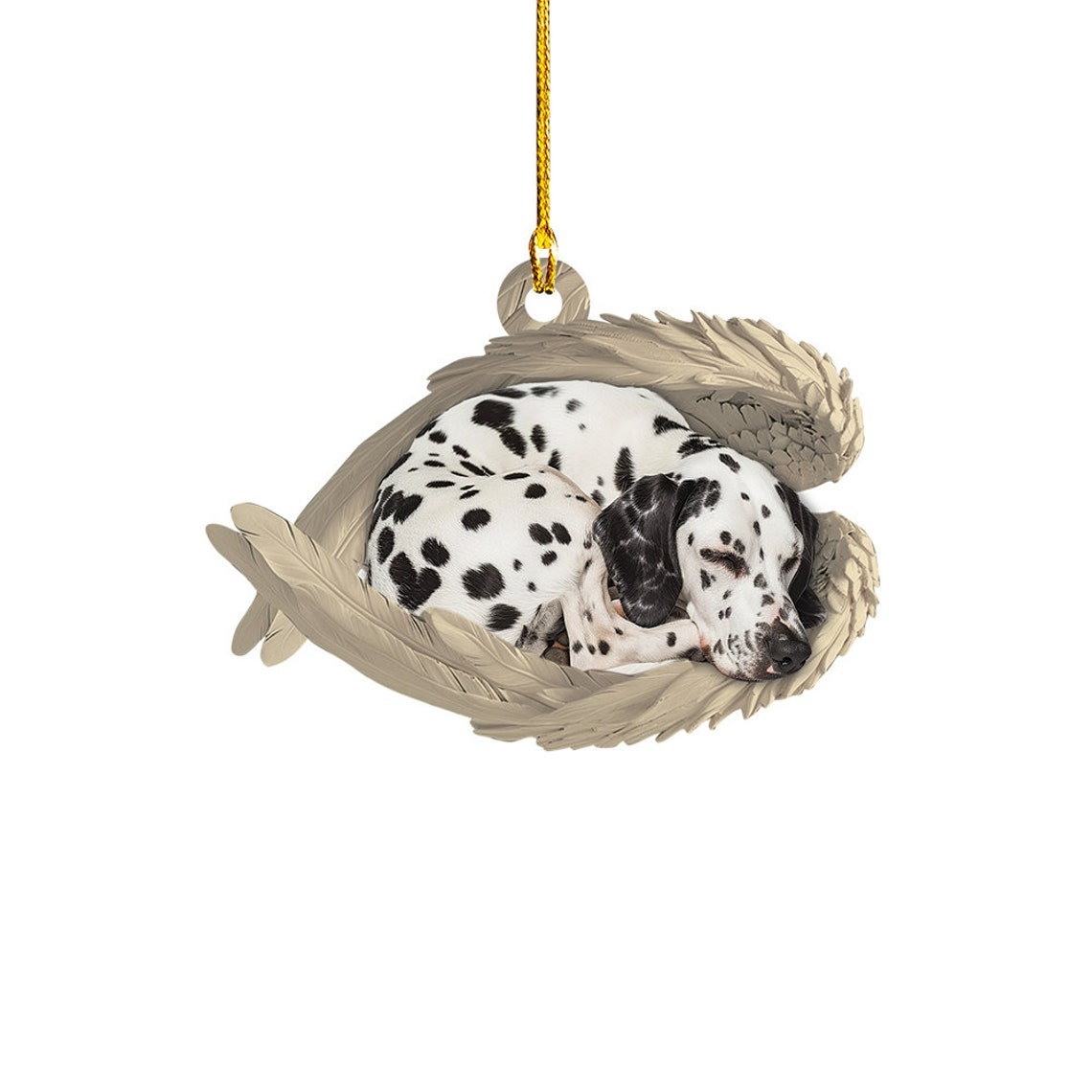 Dalmatian Dog Sleeping Angel Wings Ornament, Dalmatian Dog Hanging Christmas Ornament Gift