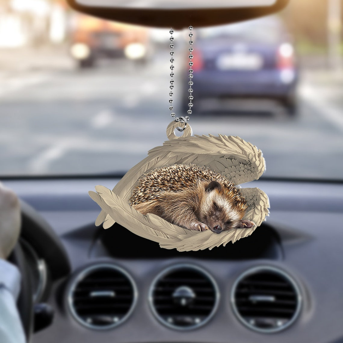 Hedgehog Sleeping Angel Hanging Ornament, Hedgehog Angel Wings Ornament Christmas Gift