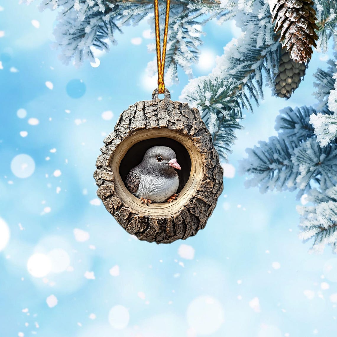 Lovely Pigeon Christmas Ornament Decor, Christmas Pigeon Rearview Mirror Car Ornament Gift