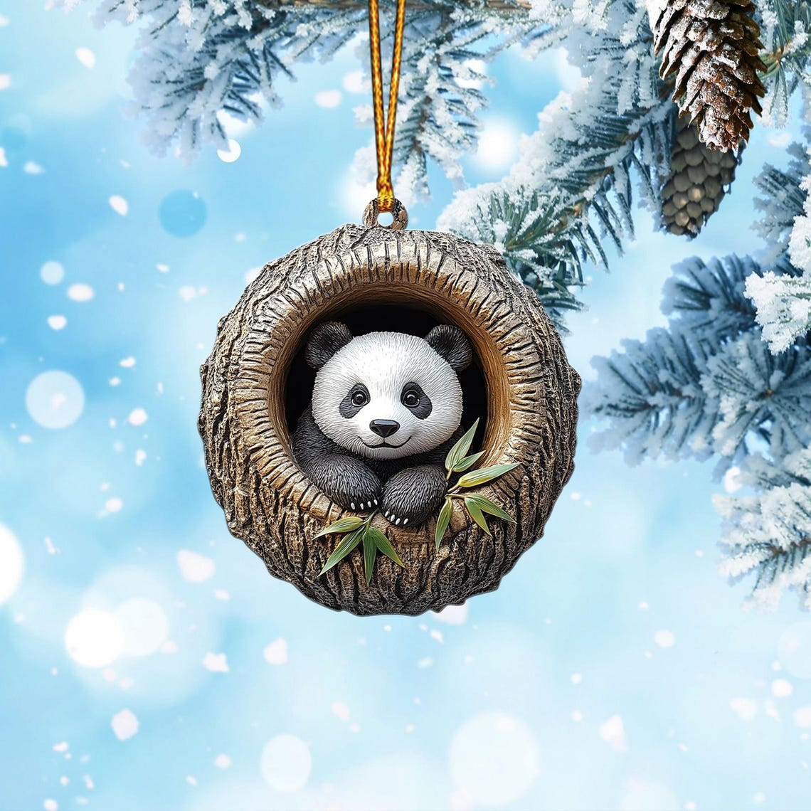 Lovely Panda Rearview Mirror Car Ornament, Cute Panda Hanging Ornament Holiday Gift