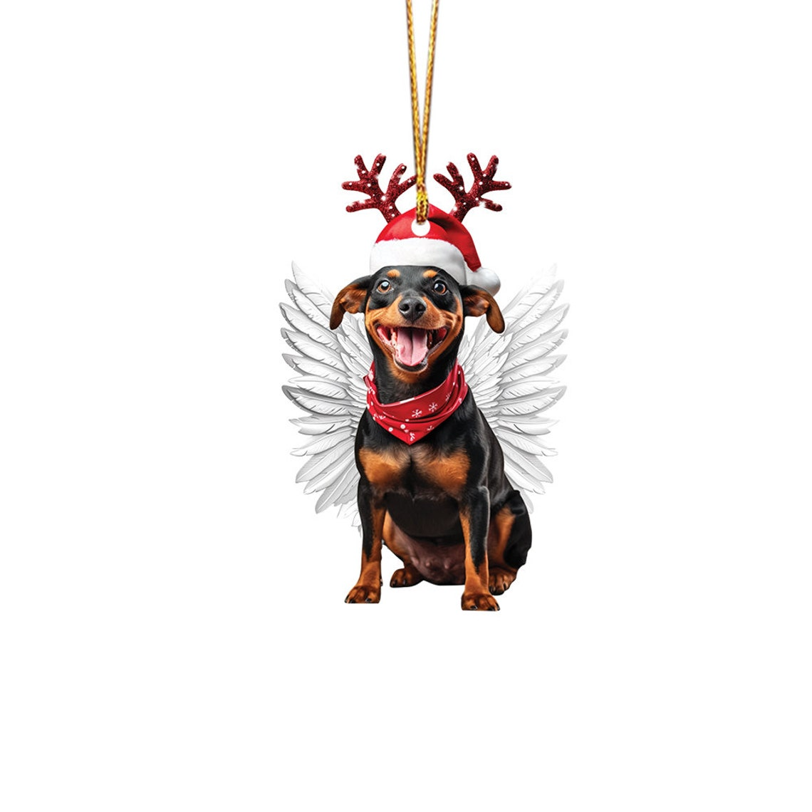 Cute Dog Angel Wings Hanging Christmas Ornament, Dog Flat Car Christmas Ornament Decor Gift