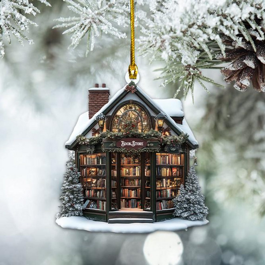 Bookstore Hanging Decor Christmas Ornament, Reading Books Christmas Ornament Decor Holiday