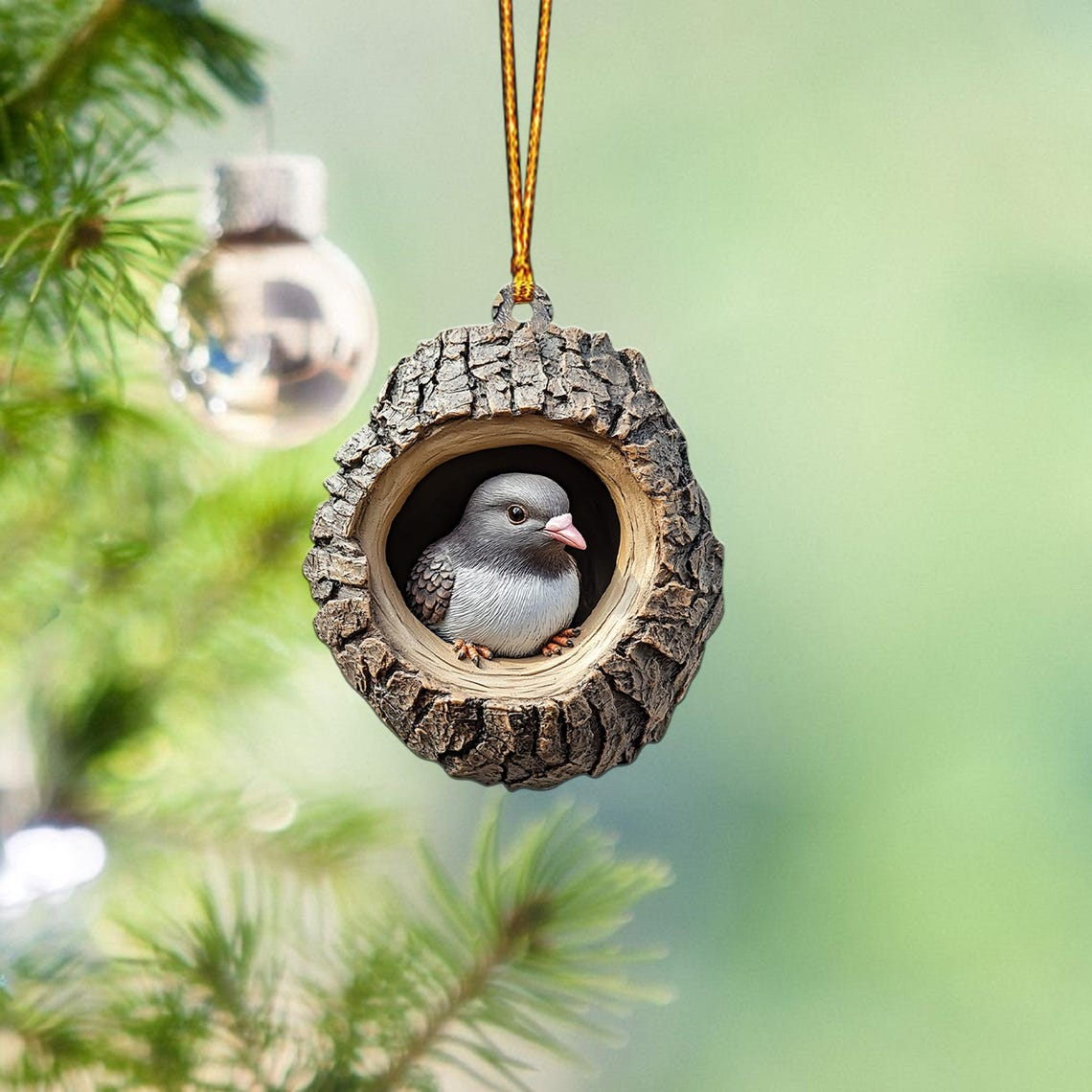 Lovely Pigeon Christmas Ornament Decor, Christmas Pigeon Rearview Mirror Car Ornament Gift