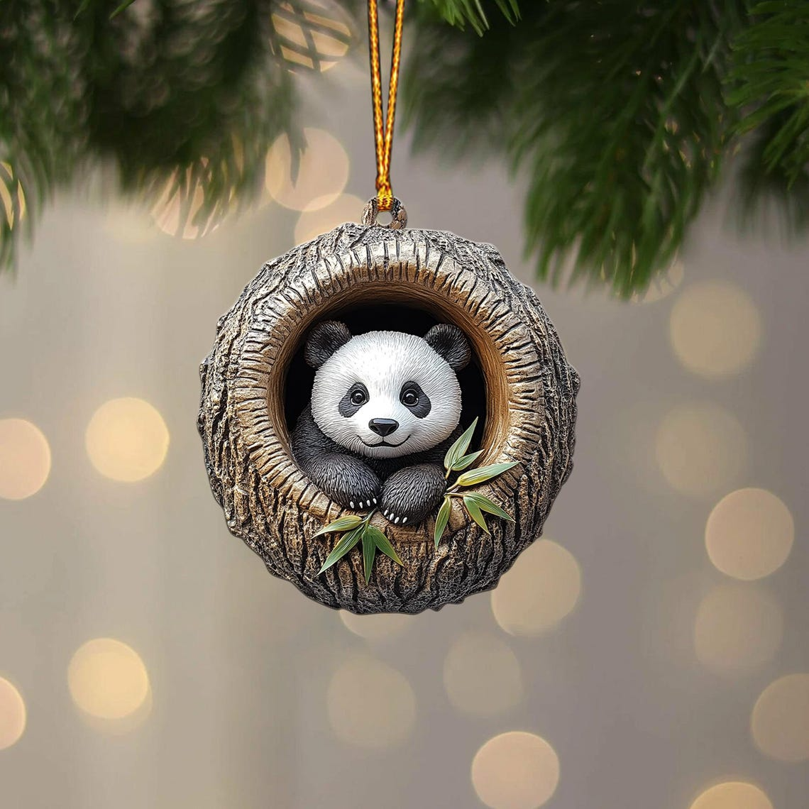 Lovely Panda Rearview Mirror Car Ornament, Cute Panda Hanging Ornament Holiday Gift