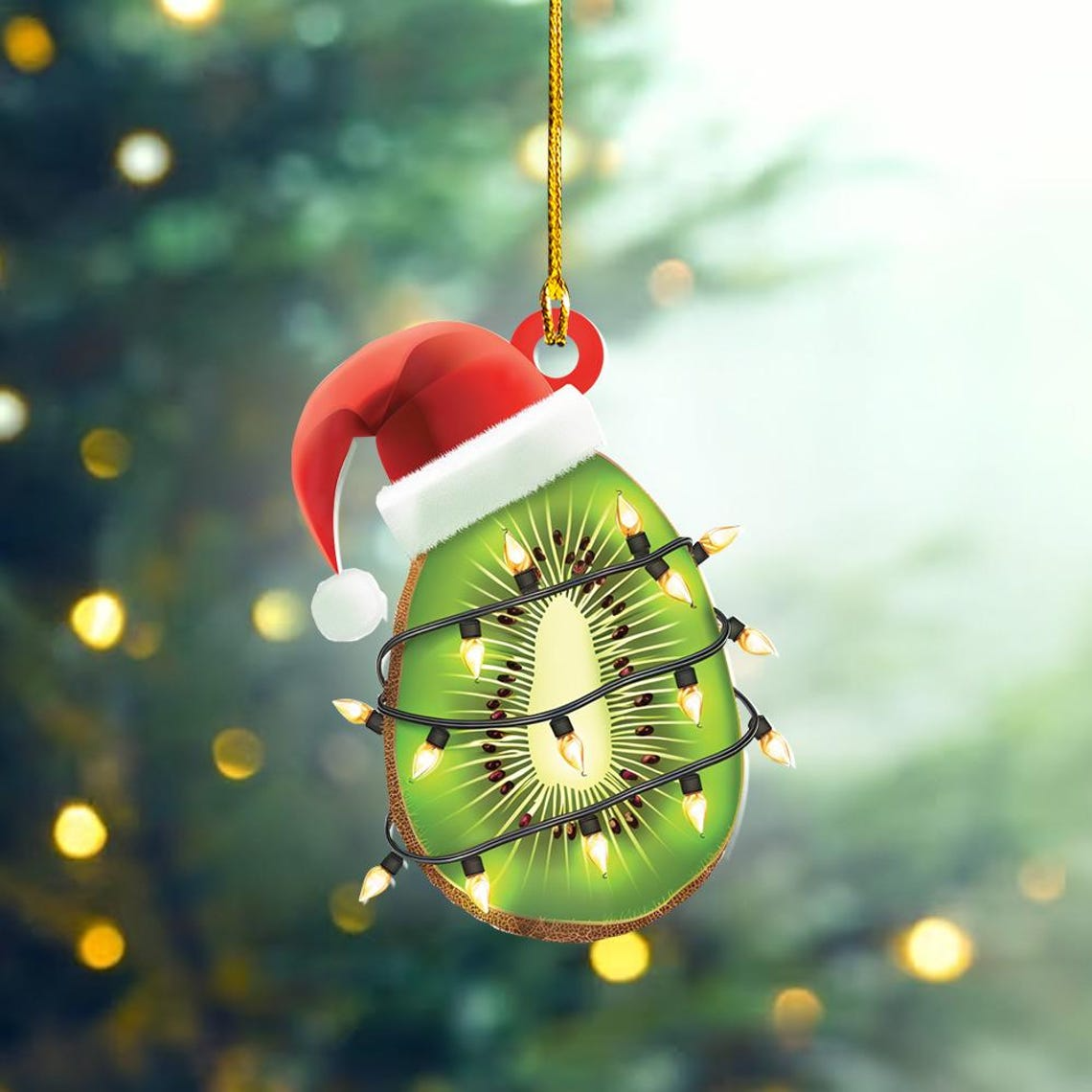 Kiwi Hanging Christmas Tree Ornament, Christmas Kiwi Flat Hanging Ornament Decor Gift