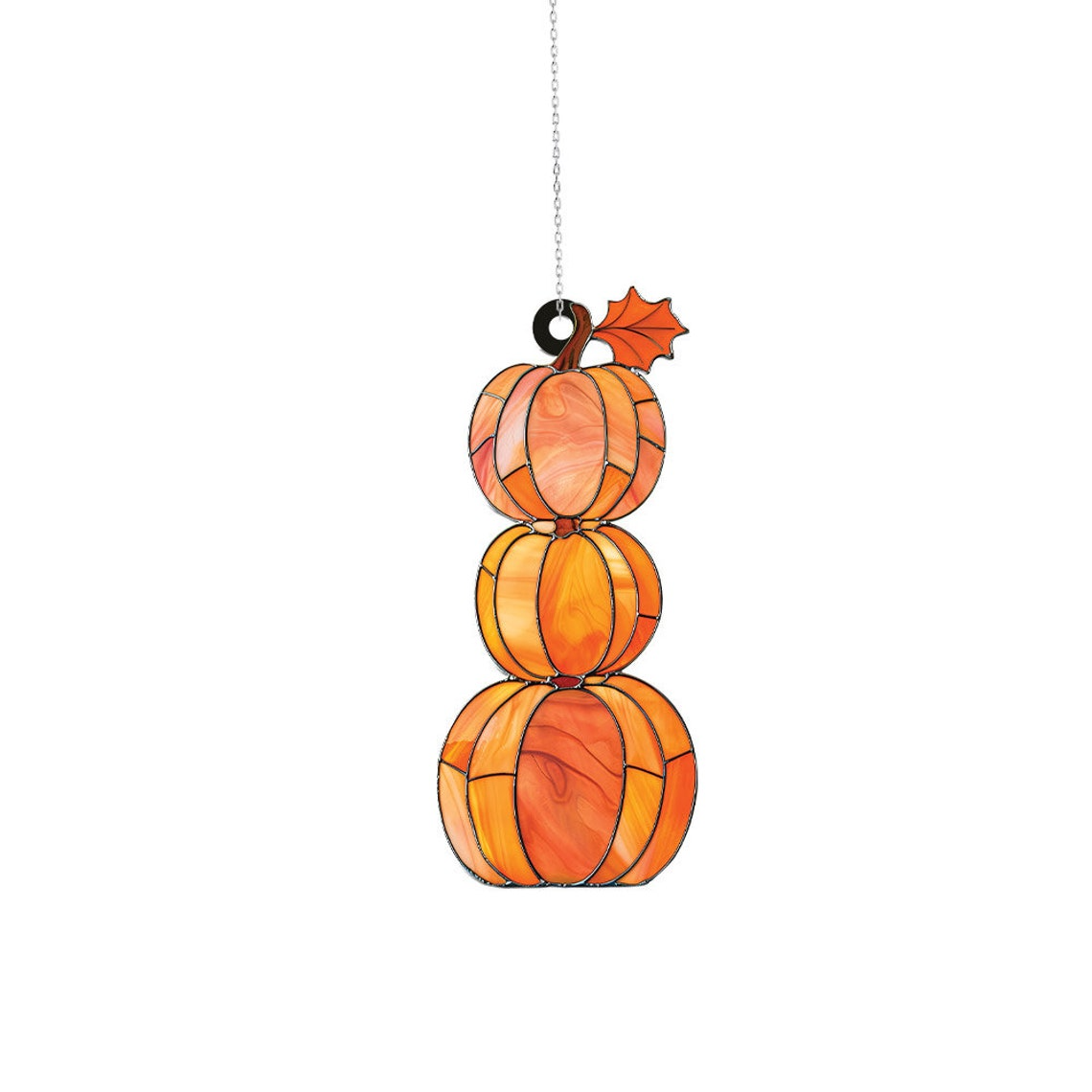 Halloween Pumpkin Suncatcher Ornament, Vintage Pumpkin Fall Ornament Decor