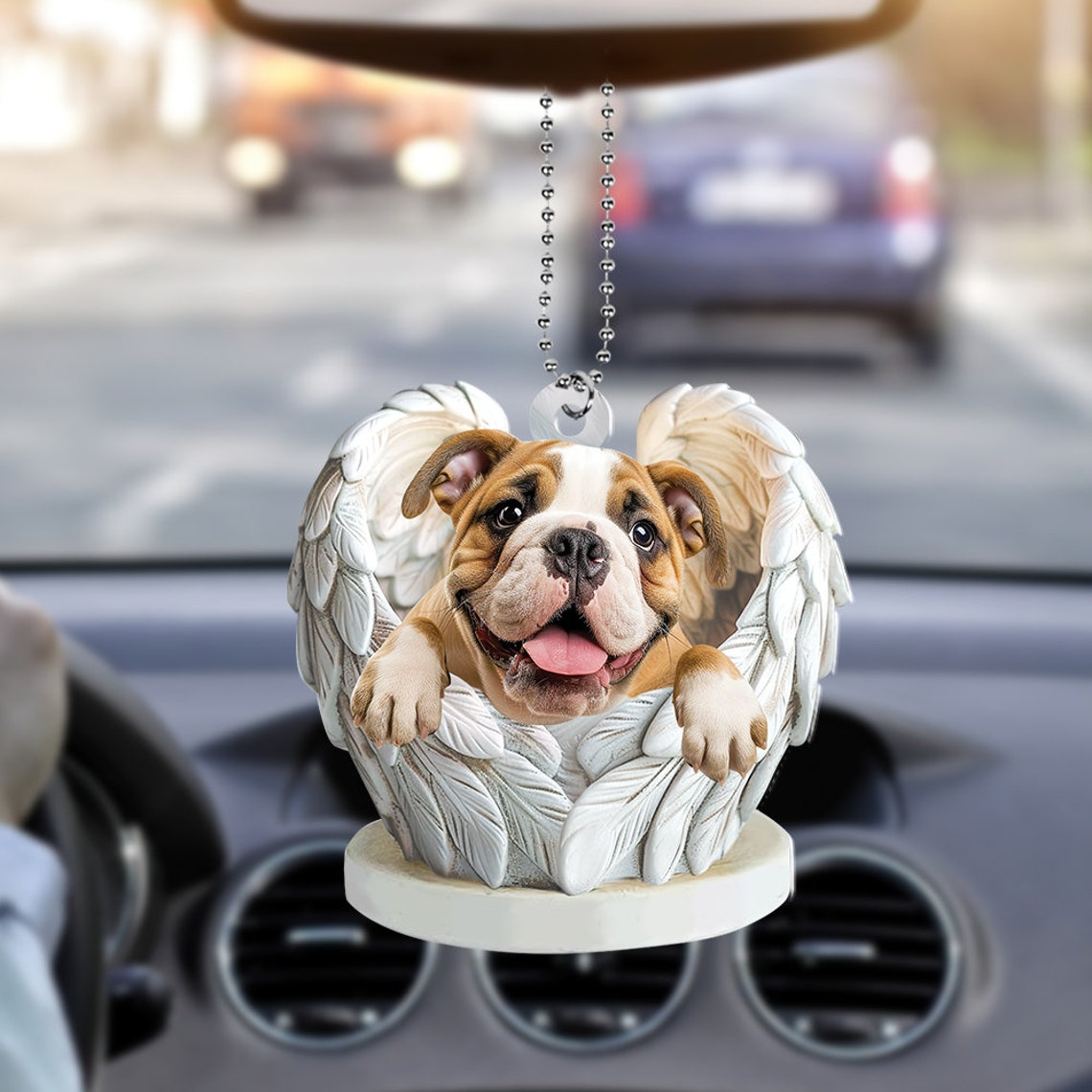 Bulldog Dog Angel Wings Christmas Ornament, Lovely Bulldog Hanging Christmas Ornament Gift