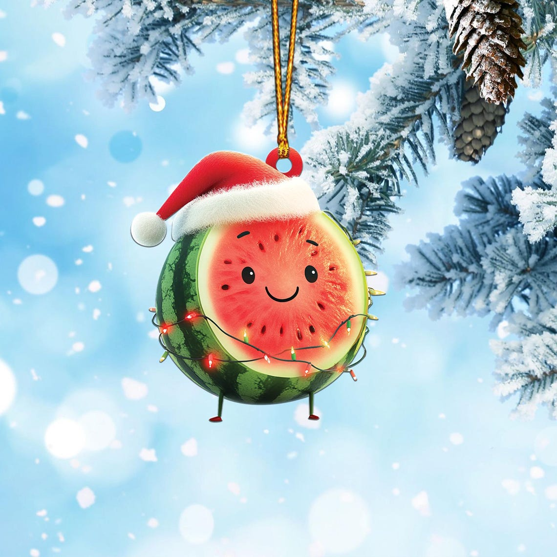 Lovely Watermelon Christmas Tree Ornament, Christmas Watermelon Flat Hanging Ornament Gift