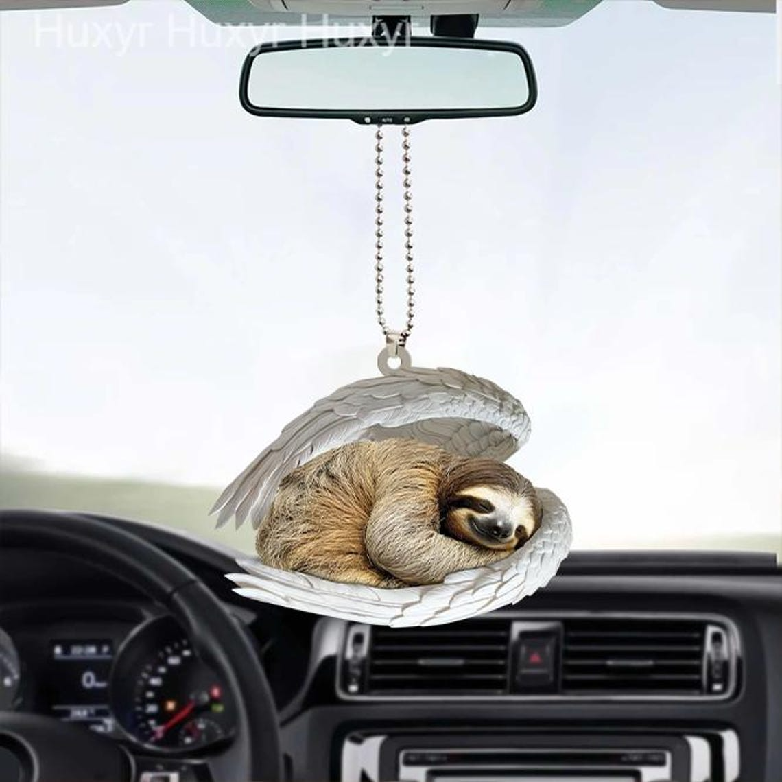 Sloth Angel Wings Car Christmas Ornament, Cute Sloth Sleeping Angel Ornament Gift