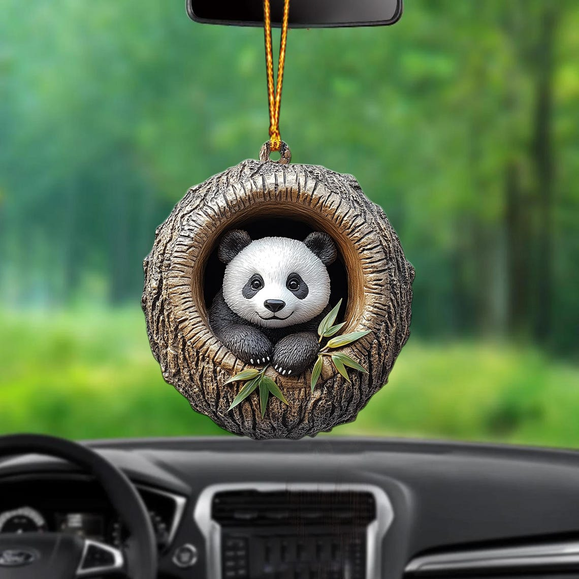 Lovely Panda Rearview Mirror Car Ornament, Cute Panda Hanging Ornament Holiday Gift