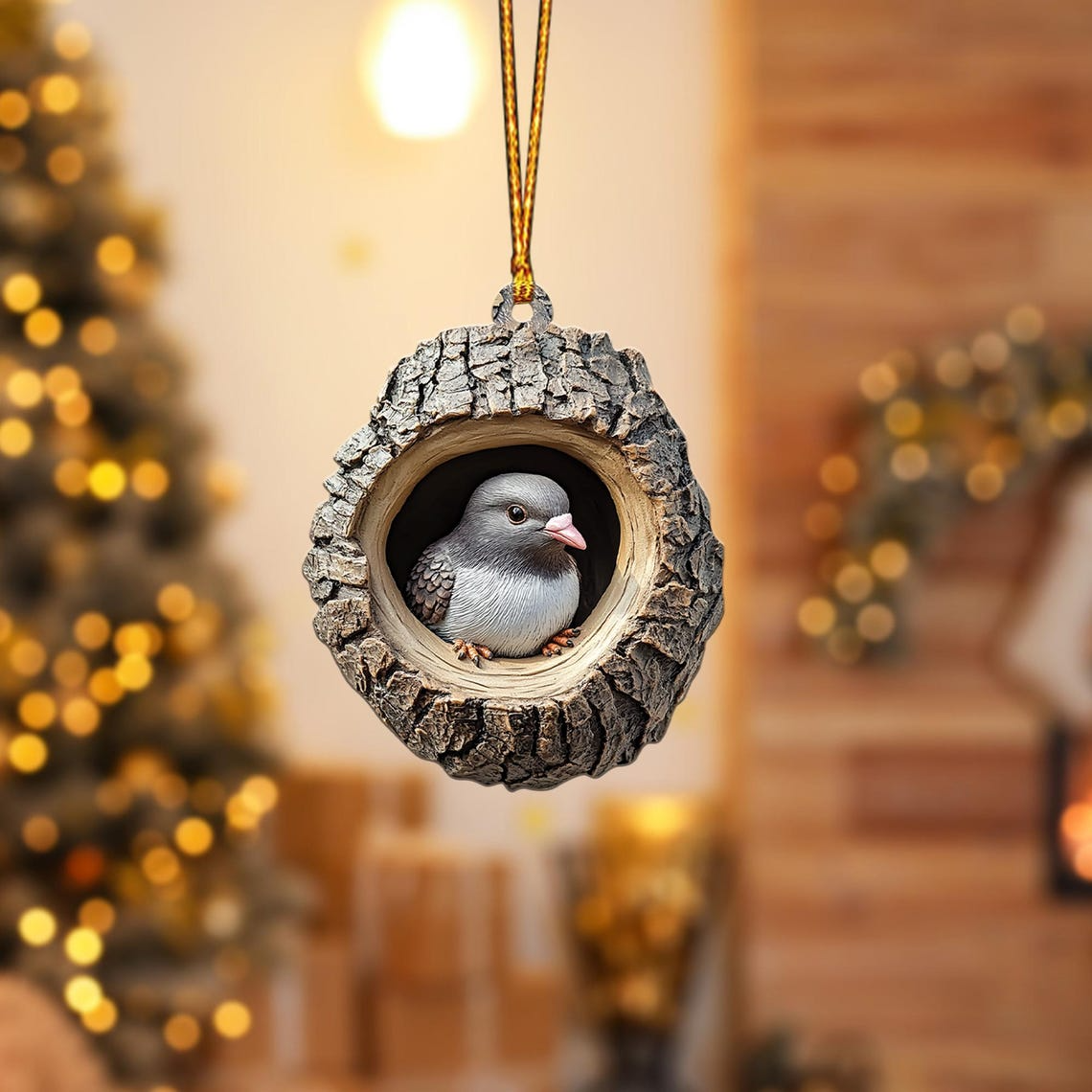 Lovely Pigeon Christmas Ornament Decor, Christmas Pigeon Rearview Mirror Car Ornament Gift