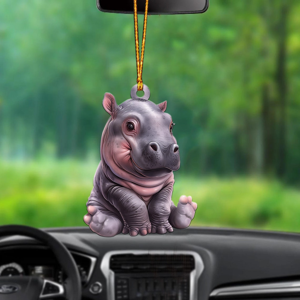 Cute Baby Hippo Moo Deng Hanging Christmas Ornament, Cute Baby Hippo Christmas Tree Ornament Decor