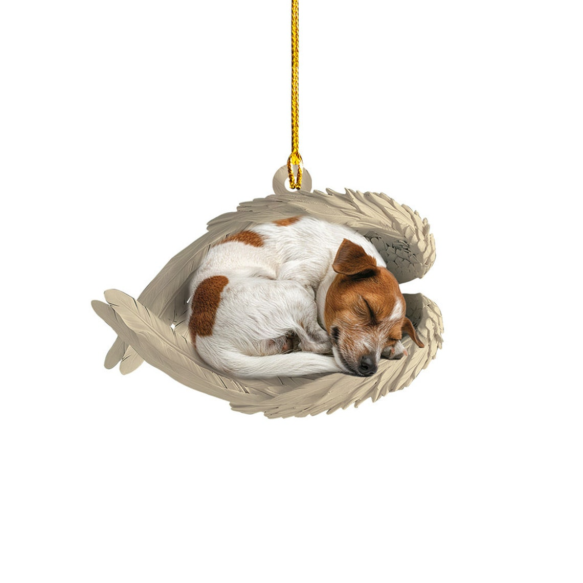 Parson Russell Dog Angel Wings Ornament Gift, Parson Russell Dog Sleeping Christmas Ornament