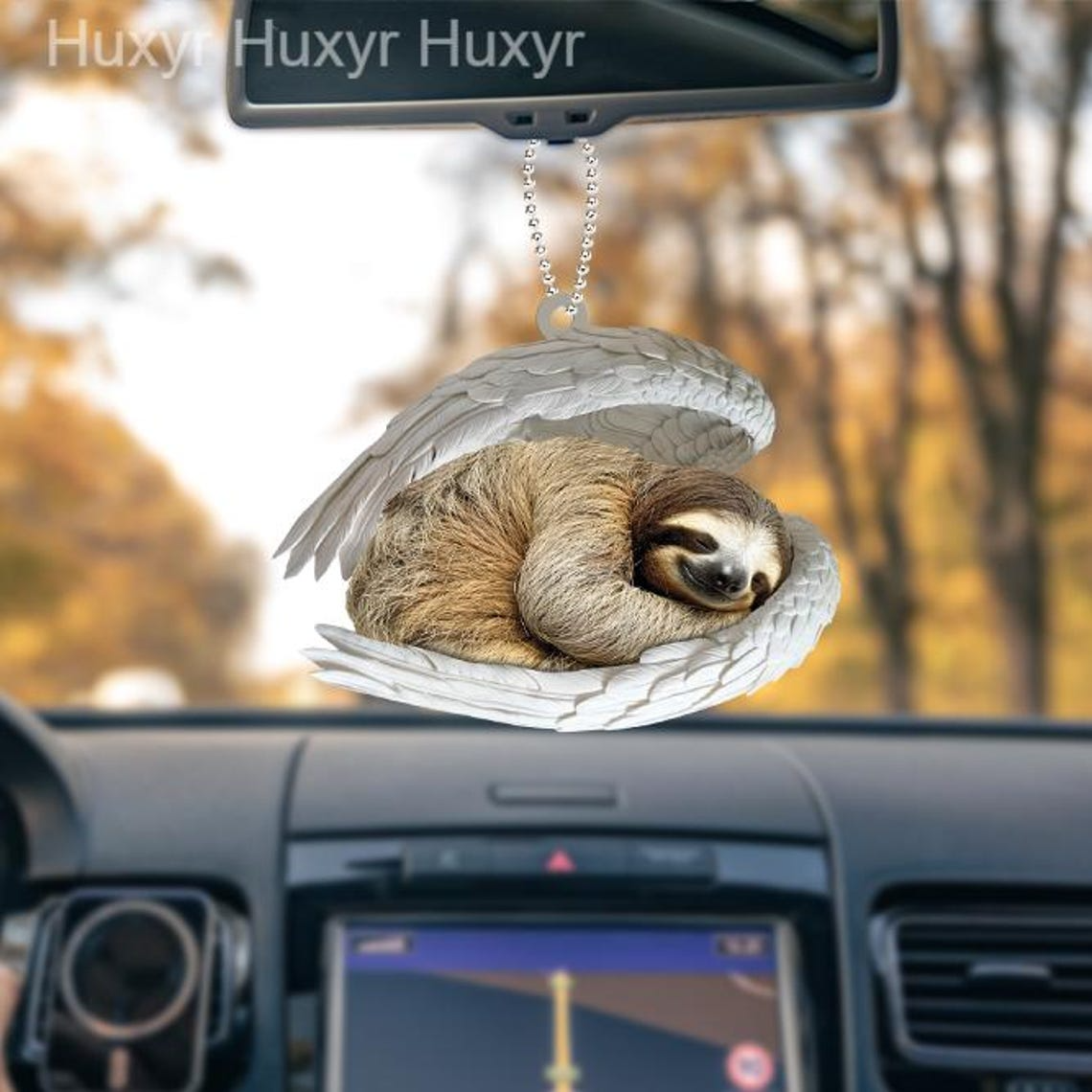 Sloth Angel Wings Car Christmas Ornament, Cute Sloth Sleeping Angel Ornament Gift