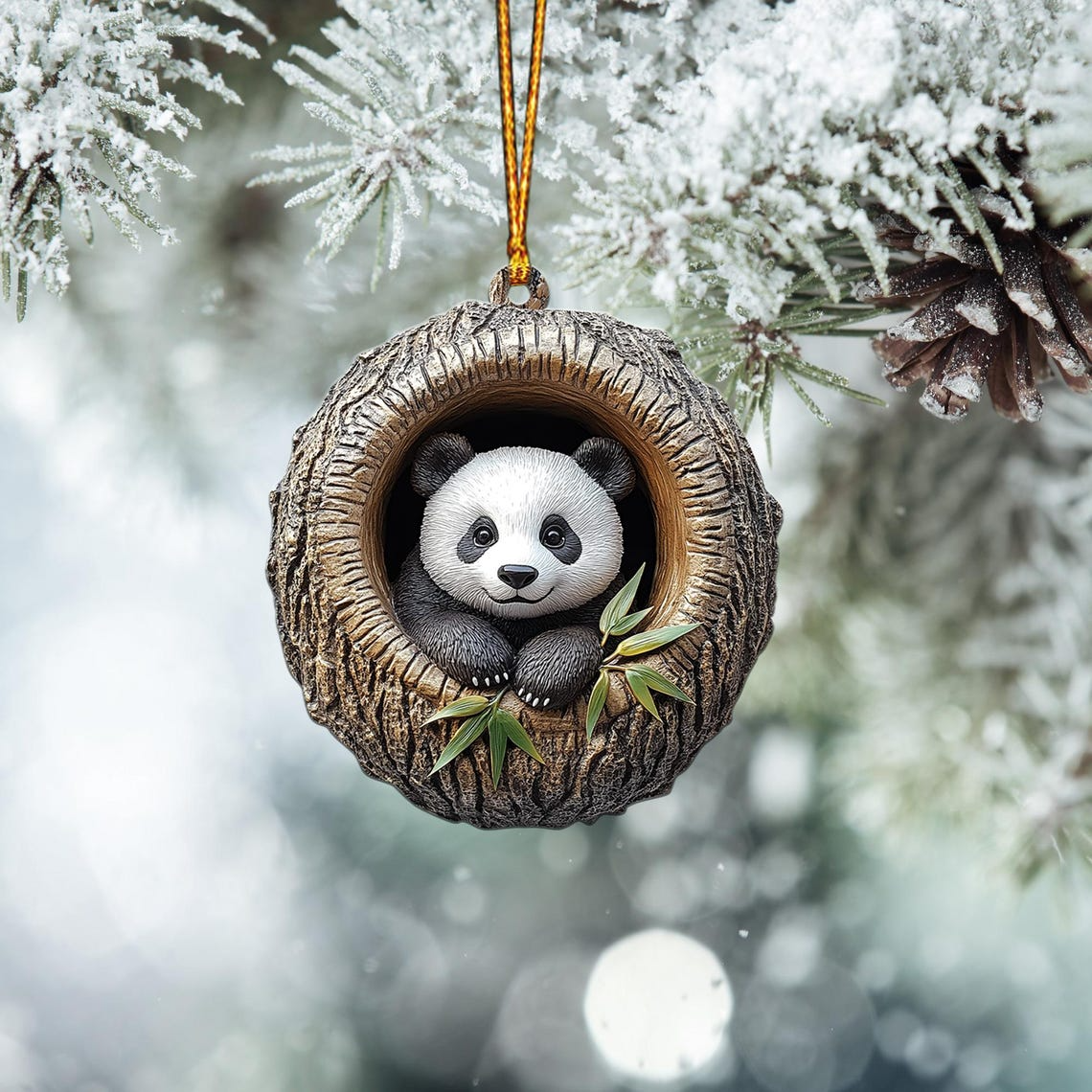 Lovely Panda Rearview Mirror Car Ornament, Cute Panda Hanging Ornament Holiday Gift