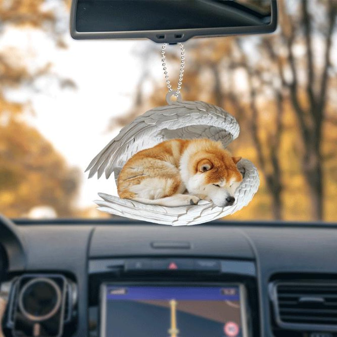 Christmas Akita Dog Angel Wings Car Ornament, Cute Akita Dog Christmas Ornament Decor Holiday Gift