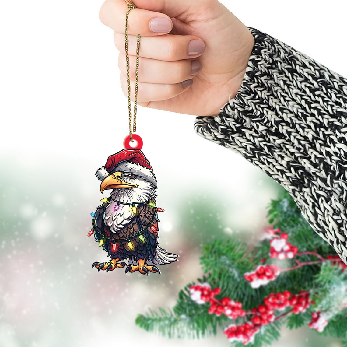 Eagle Hanging Christmas Tree Ornament, Cute Eagle Flat Car Christmas Ornament Decor Gift