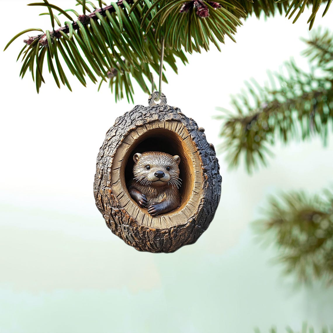 Otter Christmas Ornament Decor Holiday Gift, Otter Rearview Mirror Car Hanging Ornament