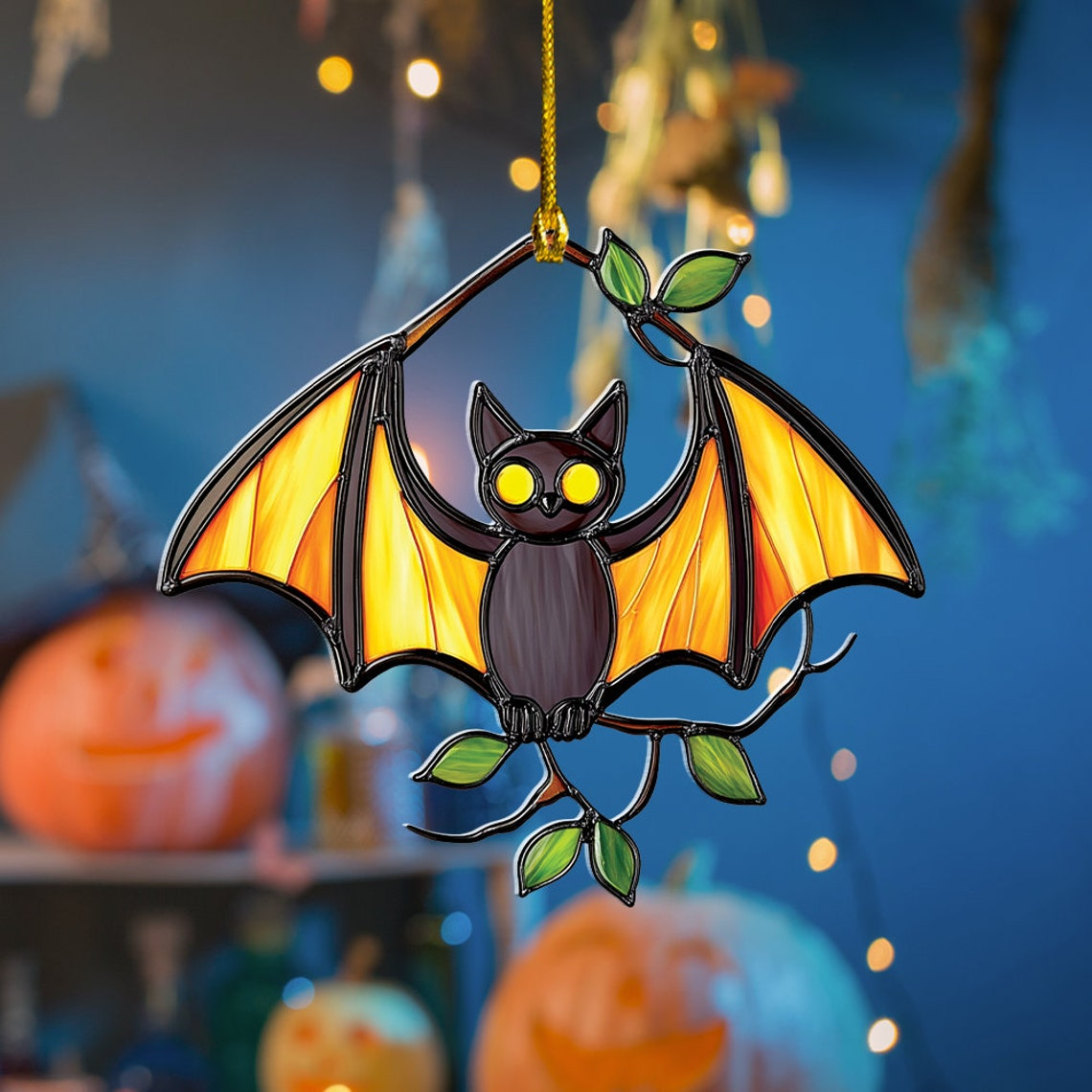 Bat Halloween Window Hanging Suncatcher, Halloween Classic Bat Ornament Decor