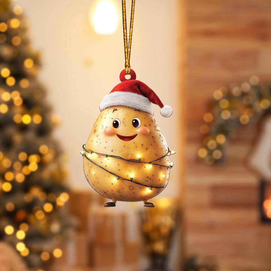 Lovely Potato Christmas Tree Ornament, Ornament Potato Flat Car Hanging Decor Holiday Gift