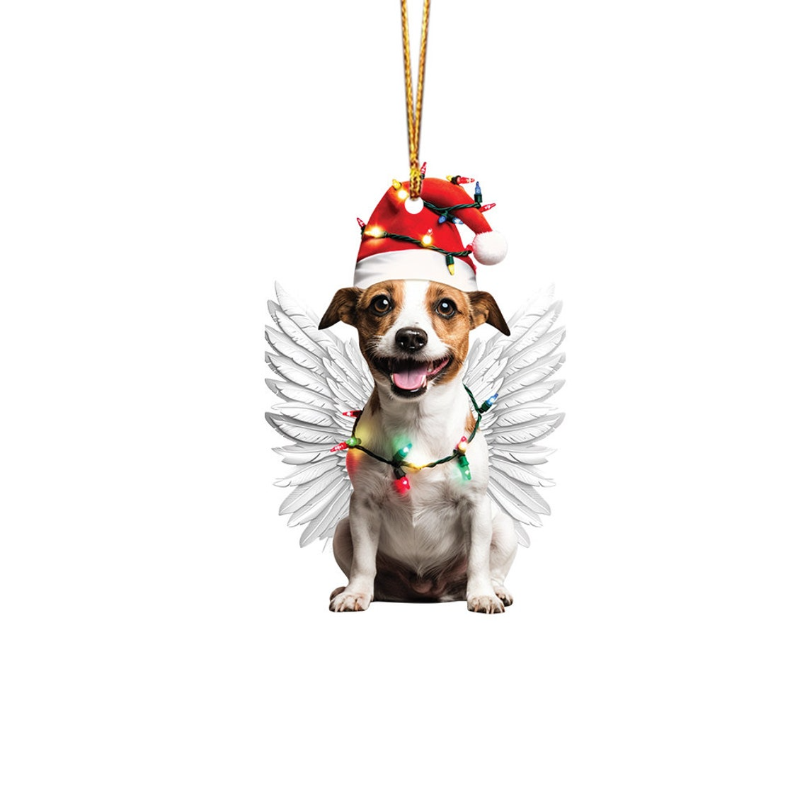 Russell Terrier Dog Angel Wings Hanging Ornament, Russell Terrier Dog Christmas Ornament Gift