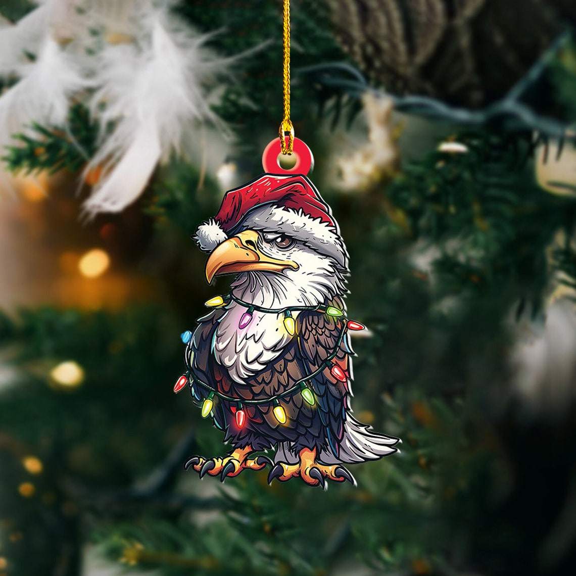 Eagle Hanging Christmas Tree Ornament, Cute Eagle Flat Car Christmas Ornament Decor Gift