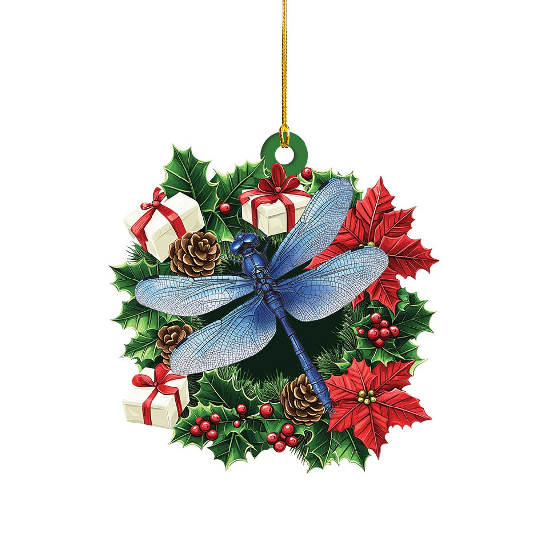 Lovely Dragonfly Christmas Wreath Ornament, Dragonfly Christmas Tree Ornament Decor