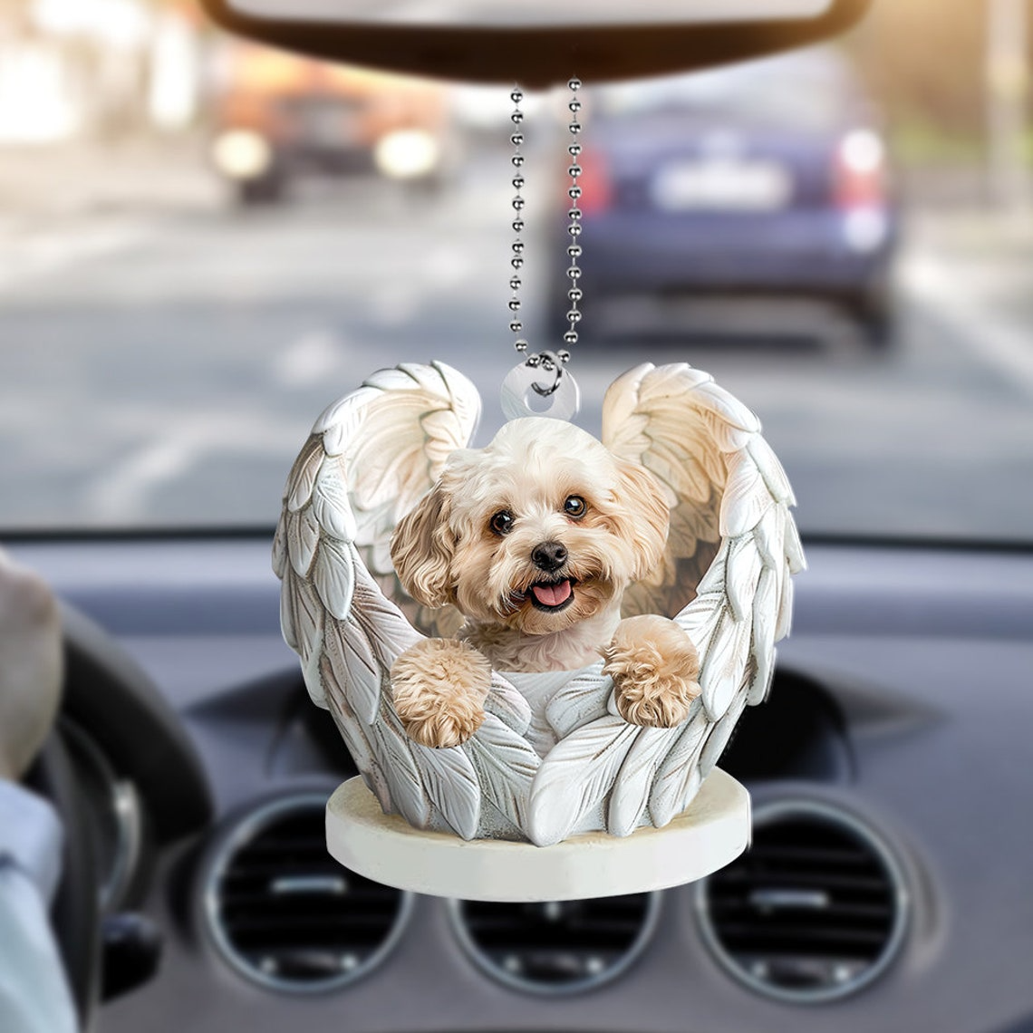 Maltipoo Dog Angel Wings Christmas Ornament, Cute Dog Hanging Christmas Ornament Gift