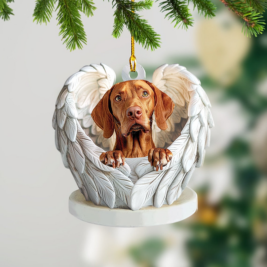 Vizsla Dog Angel Wings Hanging Christmas Ornament, Vizsla Dog Car Christmas Ornament Gift