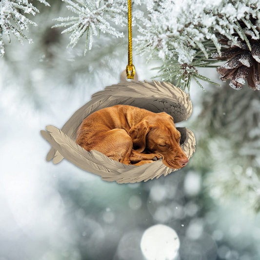 Vizsla Dog Sleeping Angel Wings Christmas Ornament, Vizsla Dog Car Hanging Ornament Decor Gift