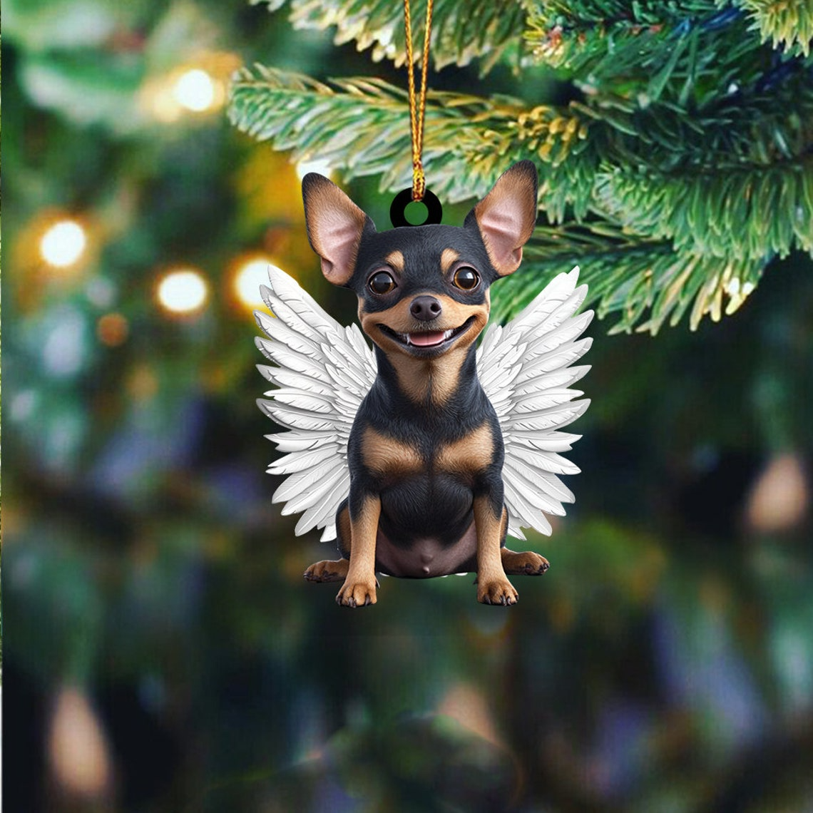 Chihuahua Dog Angel Wings Christmas Ornament, Chihuahua Dog Hanging Christmas Ornament Gift