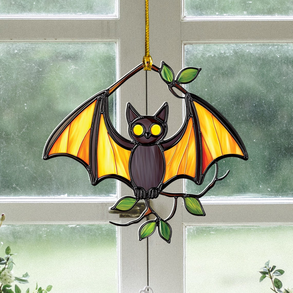 Bat Halloween Window Hanging Suncatcher, Halloween Classic Bat Ornament Decor