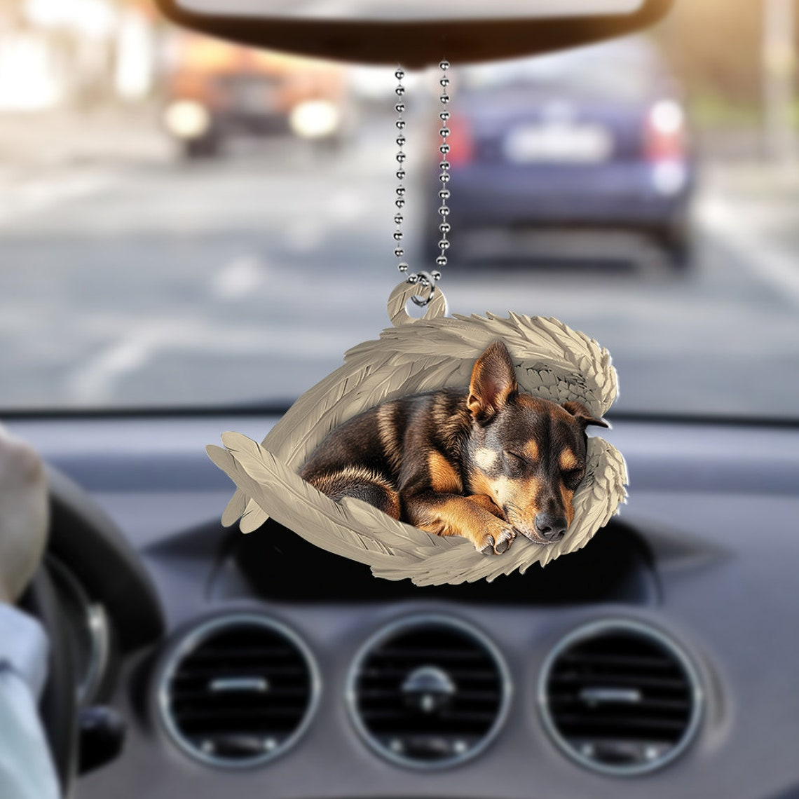 Australian Kelpie Dog Sleeping Angel Wings Ornament, Kelpie Dog Car Christmas Ornament Gift