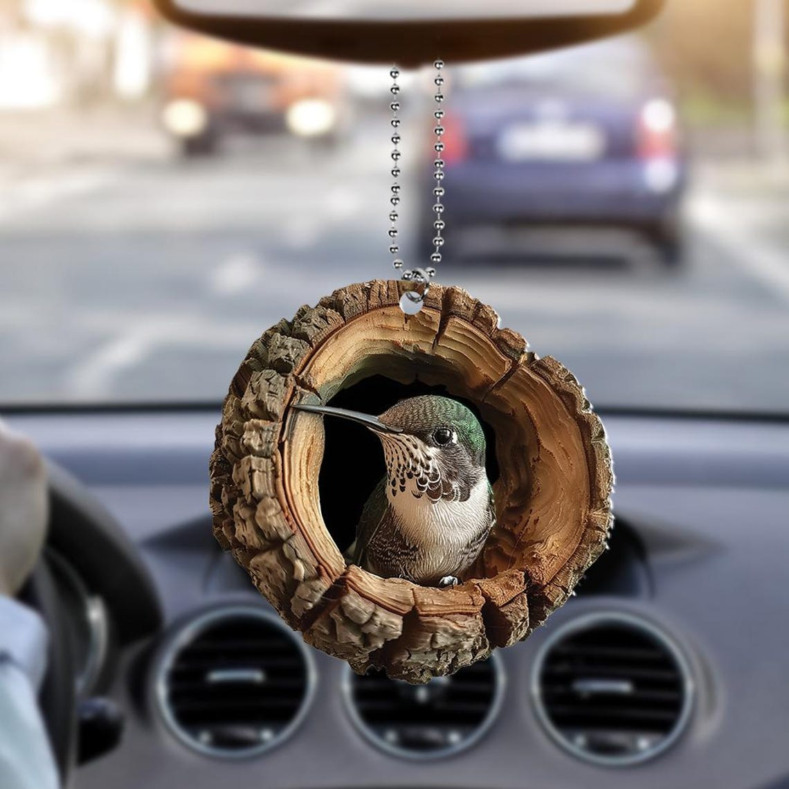 Bird Christmas Holiday Ornament Decor, Hummingbird Rearview Mirror Car Ornament Lovers Gift