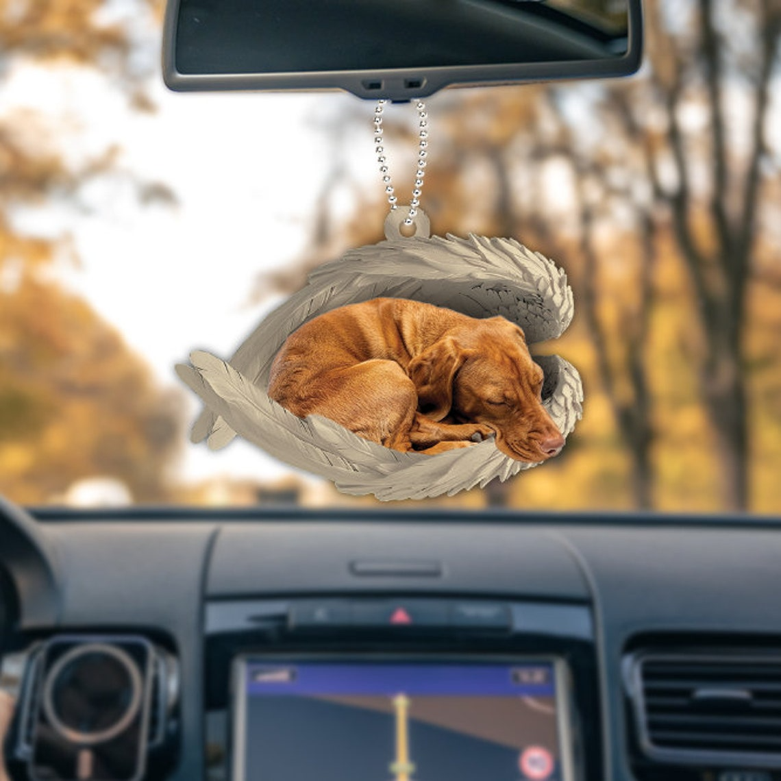 Vizsla Dog Sleeping Angel Wings Christmas Ornament, Vizsla Dog Car Hanging Ornament Decor Gift