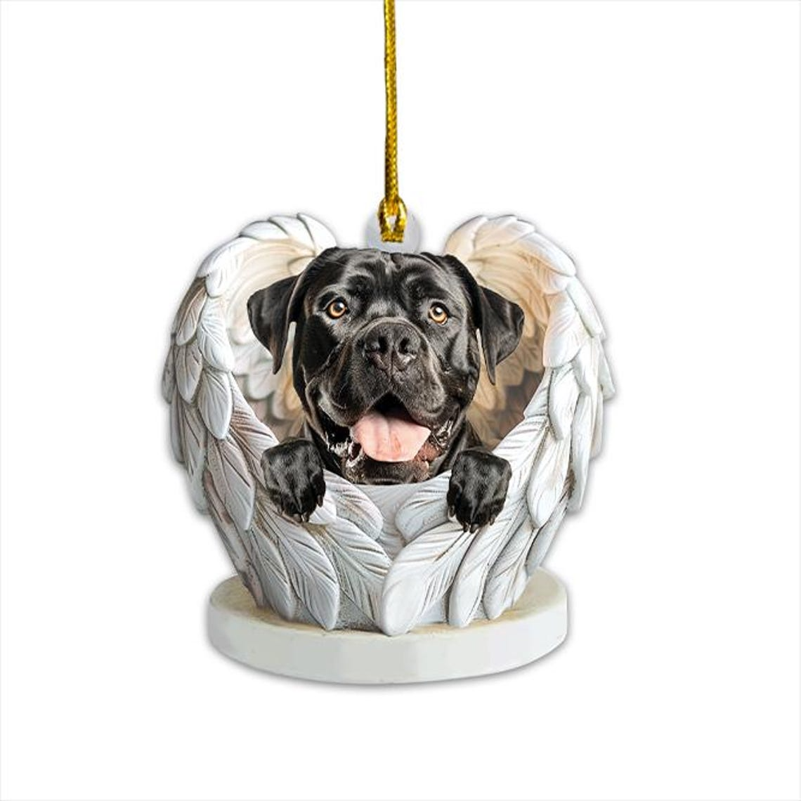 Christmas Cane Corso Dog Angel Wings Ornament, Cute Cane Corso Dog Flat Christmas Ornament