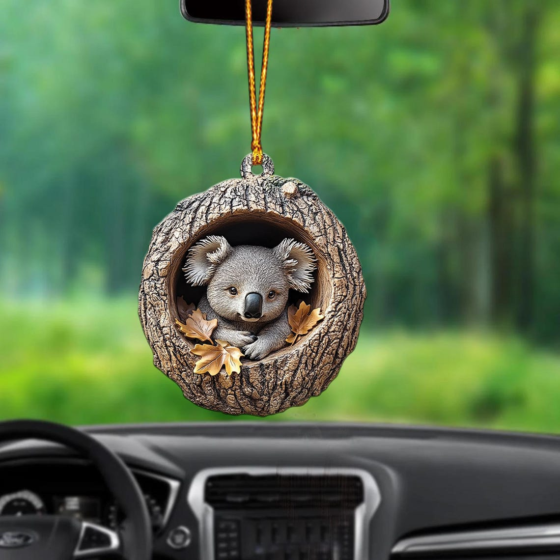 Cute Koala Hanging Christmas Ornament Decor, Koala Rearview Mirror Car Ornament Holiday Gift