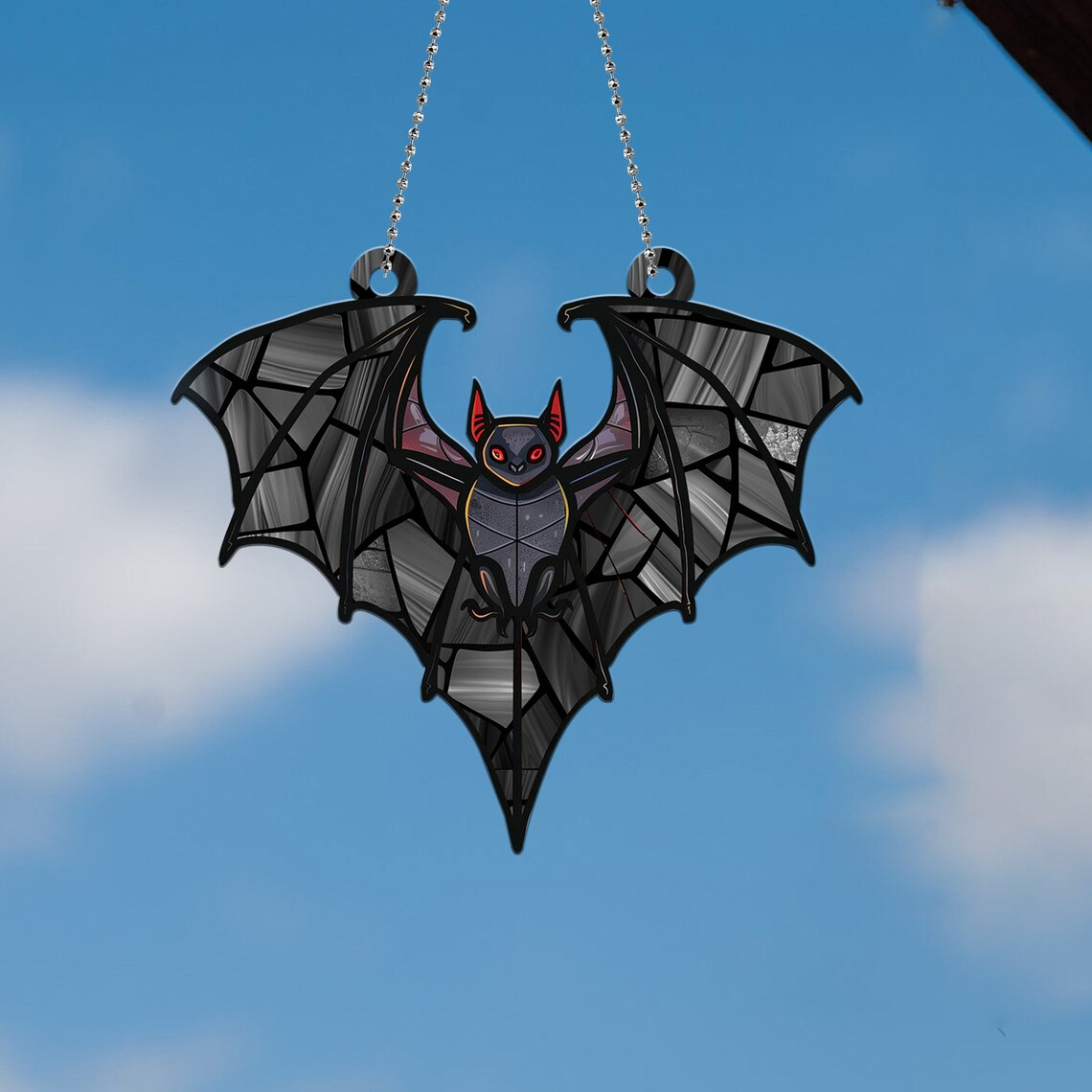 Unique Bat Flying Halloween Suncatcher Ornament, Halloween Bat Hanging Window Ornament