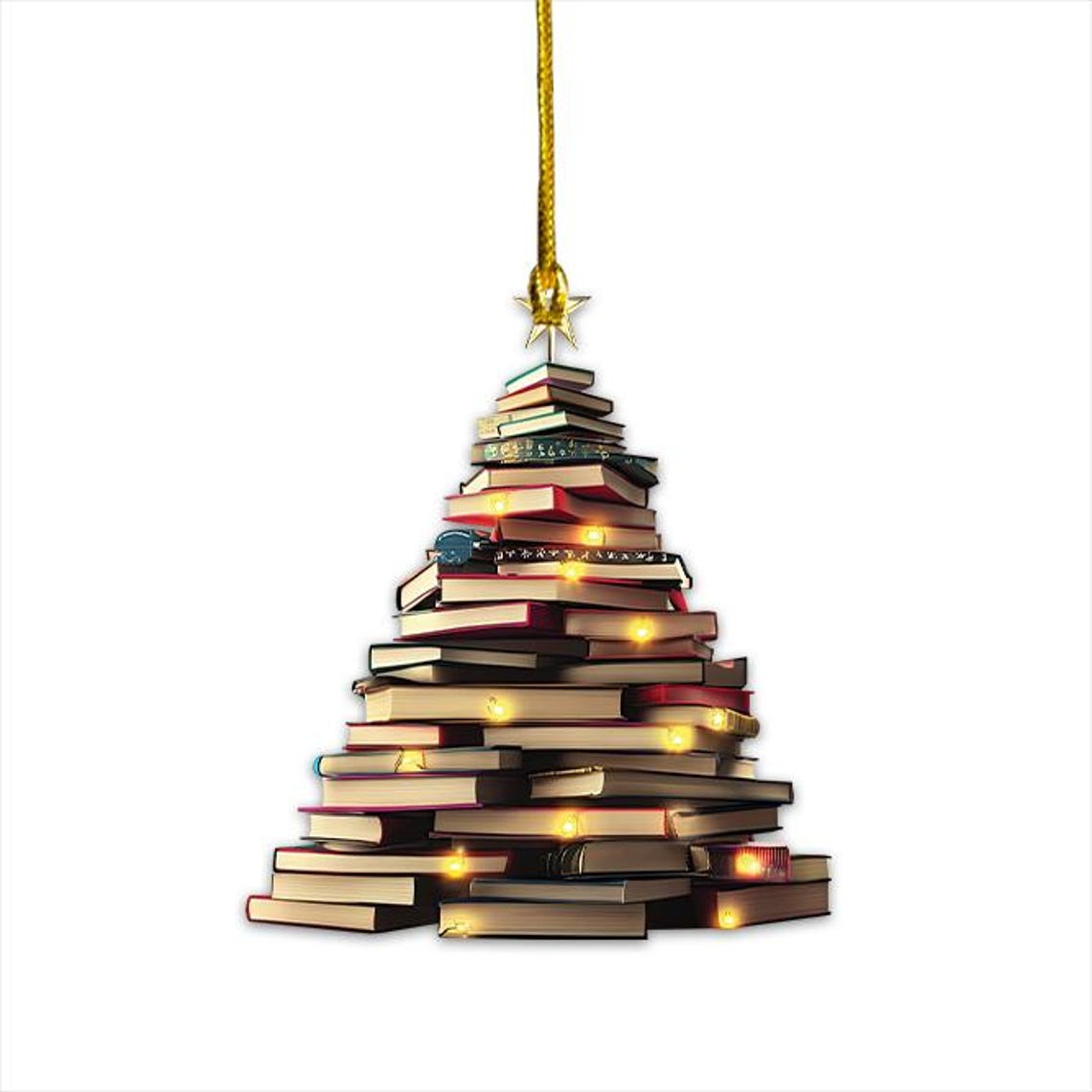 Book Heart Hanging Christmas Ornament, Reading Books in the Bookstore Ornament Decor