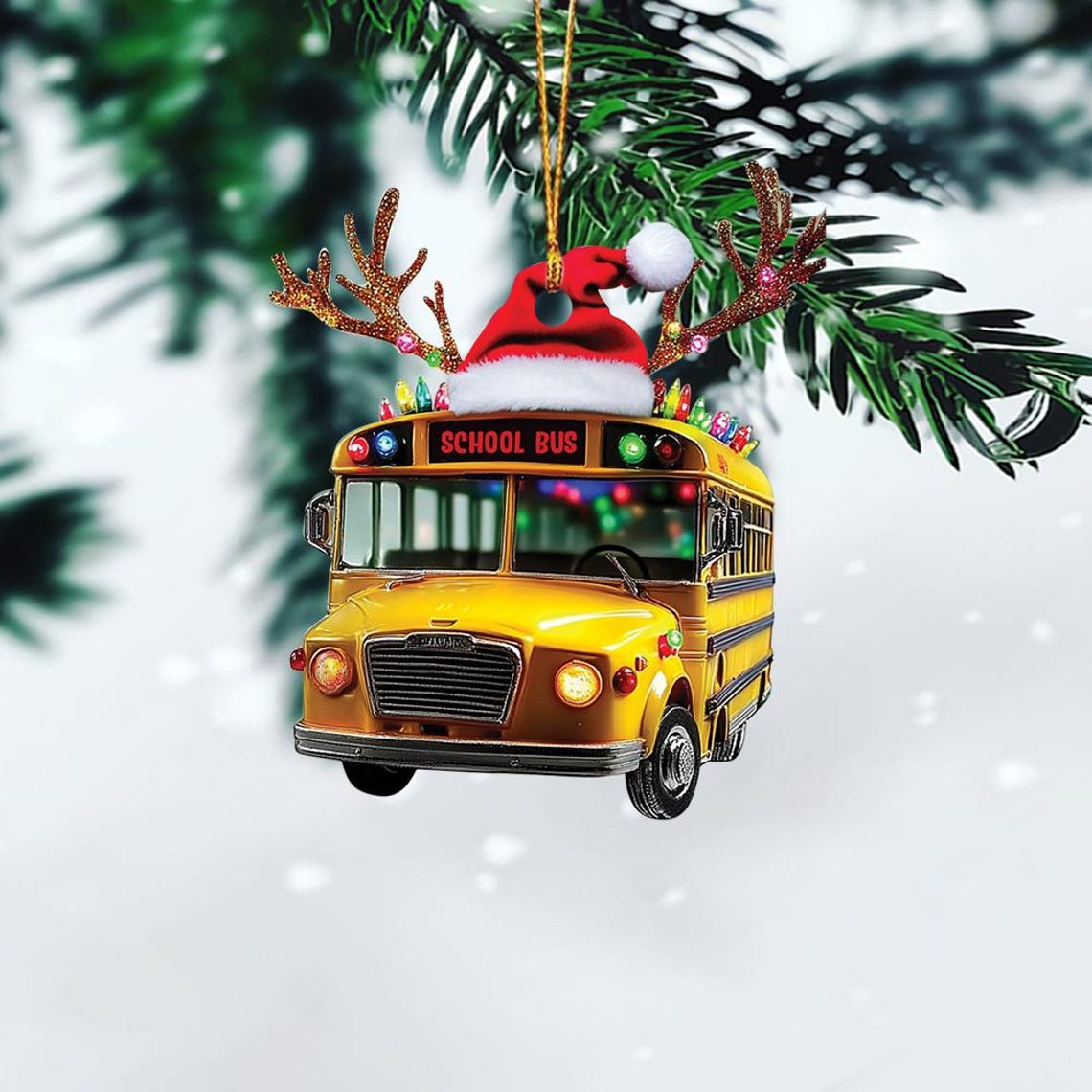 School Bus Hanging Christmas Tree Ornament, School Bus Driver Christmas Ornament Decor Gift