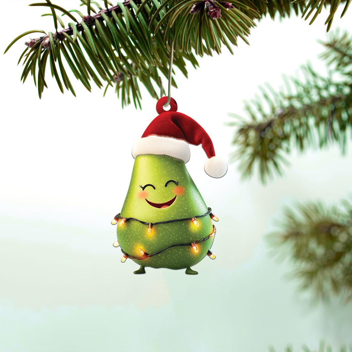 Lovely Pear Christmas Tree Ornament Decor, Cute Pear Flat Hanging Christmas Ornament Gift