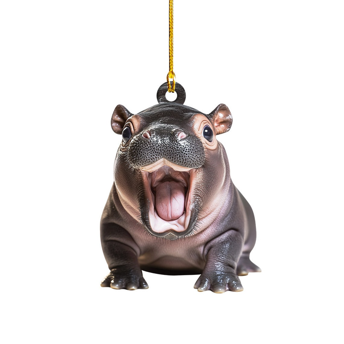 Christmas Baby Hippo Hanging Ornament Gift, Pygmy Hippo Funny Christmas Ornament Decor