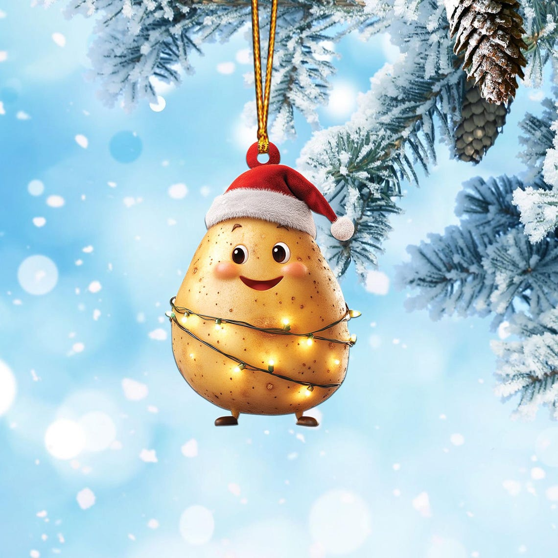 Lovely Potato Christmas Tree Ornament, Ornament Potato Flat Car Hanging Decor Holiday Gift