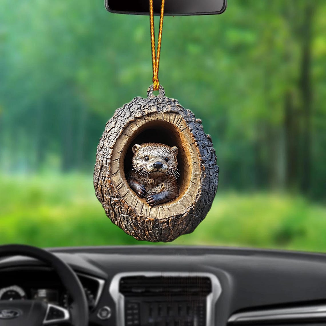 Otter Christmas Ornament Decor Holiday Gift, Otter Rearview Mirror Car Hanging Ornament