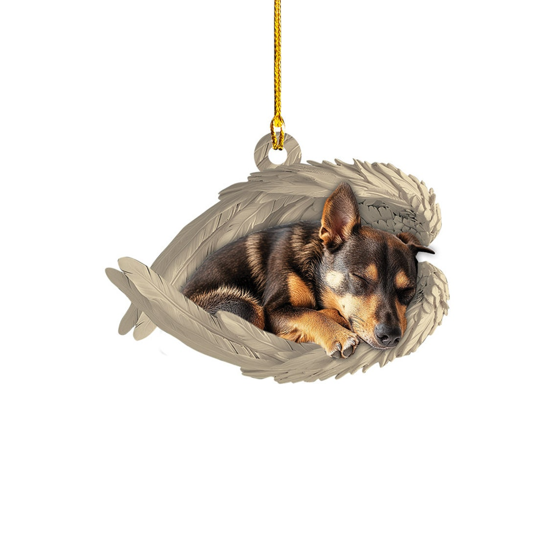 Australian Kelpie Dog Sleeping Angel Wings Ornament, Kelpie Dog Car Christmas Ornament Gift